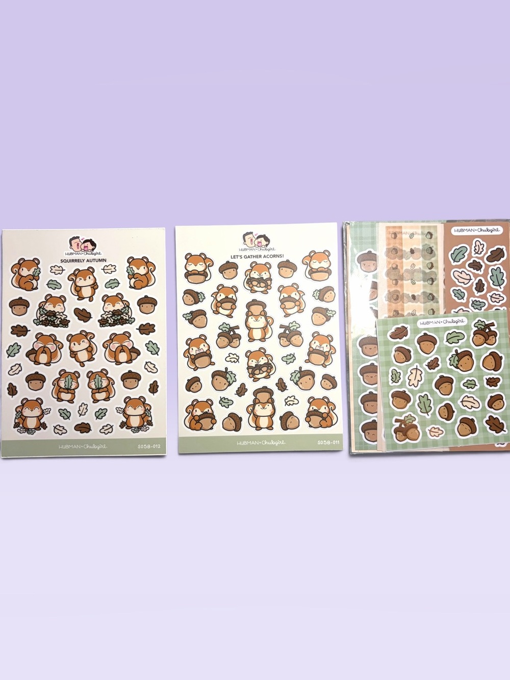 NEW Hubman & Chubgirl Squirrelly Acorn Planner Sticker Bundle Washi